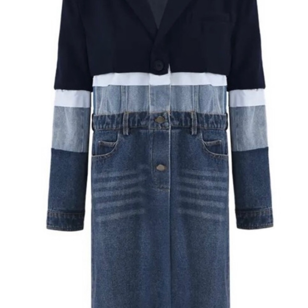 Denim Mix Trench Coat